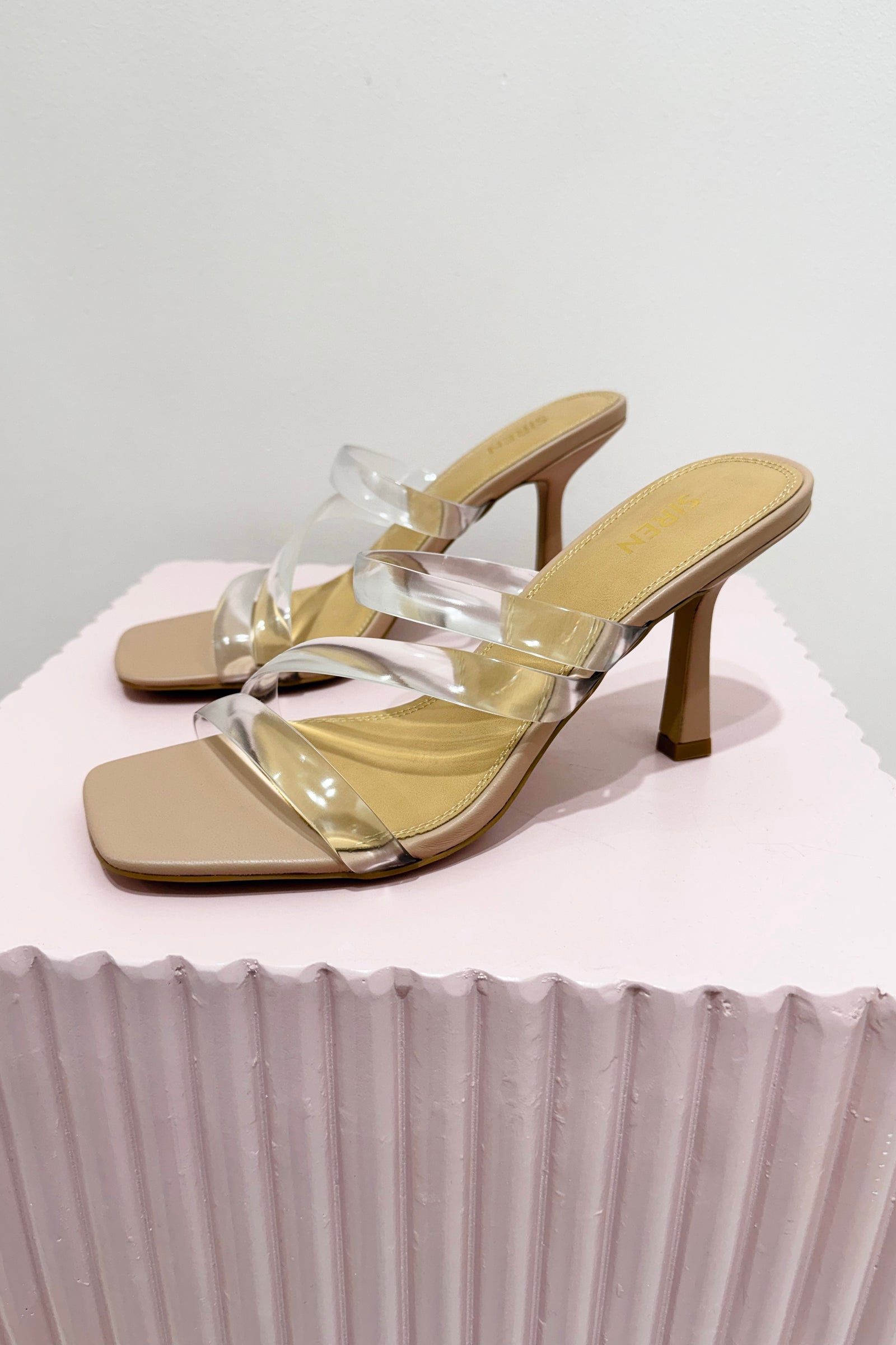 Siren Spence Heeled Sandals | Seashell Leather & Vinylite