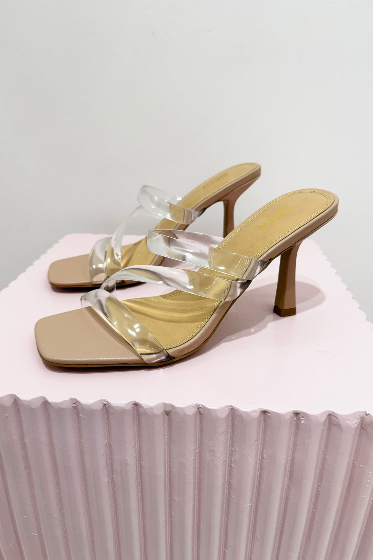 Siren Spence Heeled Sandals | Seashell Leather & Vinylite