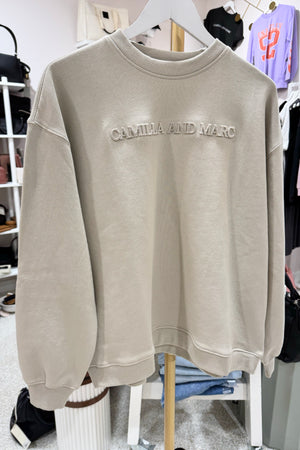 C&M Camilla & Marc Tia Flocking Logo Crew Sweater | Oyster