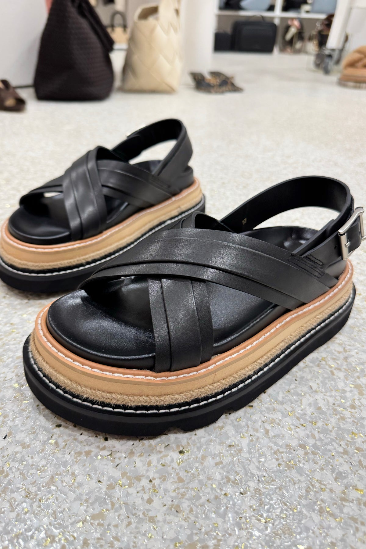 Alias Mae Veena Platform Sandal | Black Leather