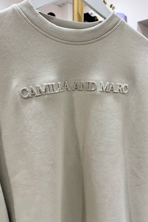 C&M Camilla & Marc Tia Flocking Logo Crew Sweater | Oyster