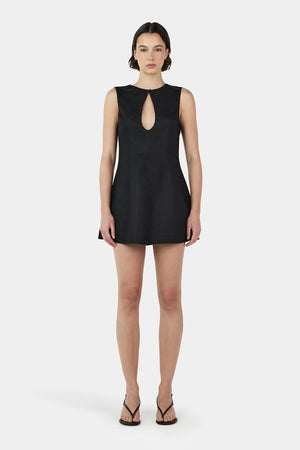 Ownley Nessa Linen Mini Dress | Black