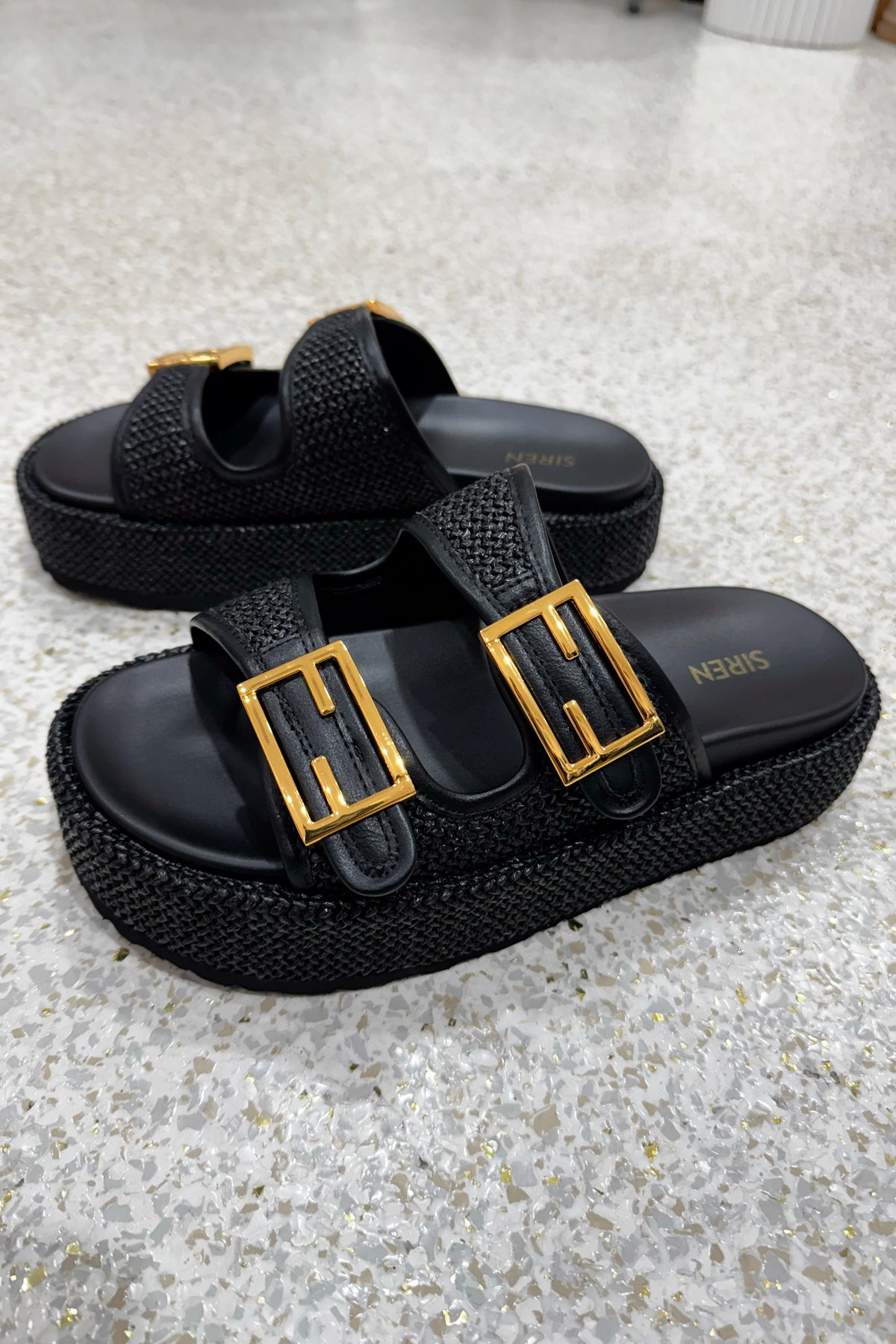 Siren Aphrodite Woven Flatform | Black / Weave