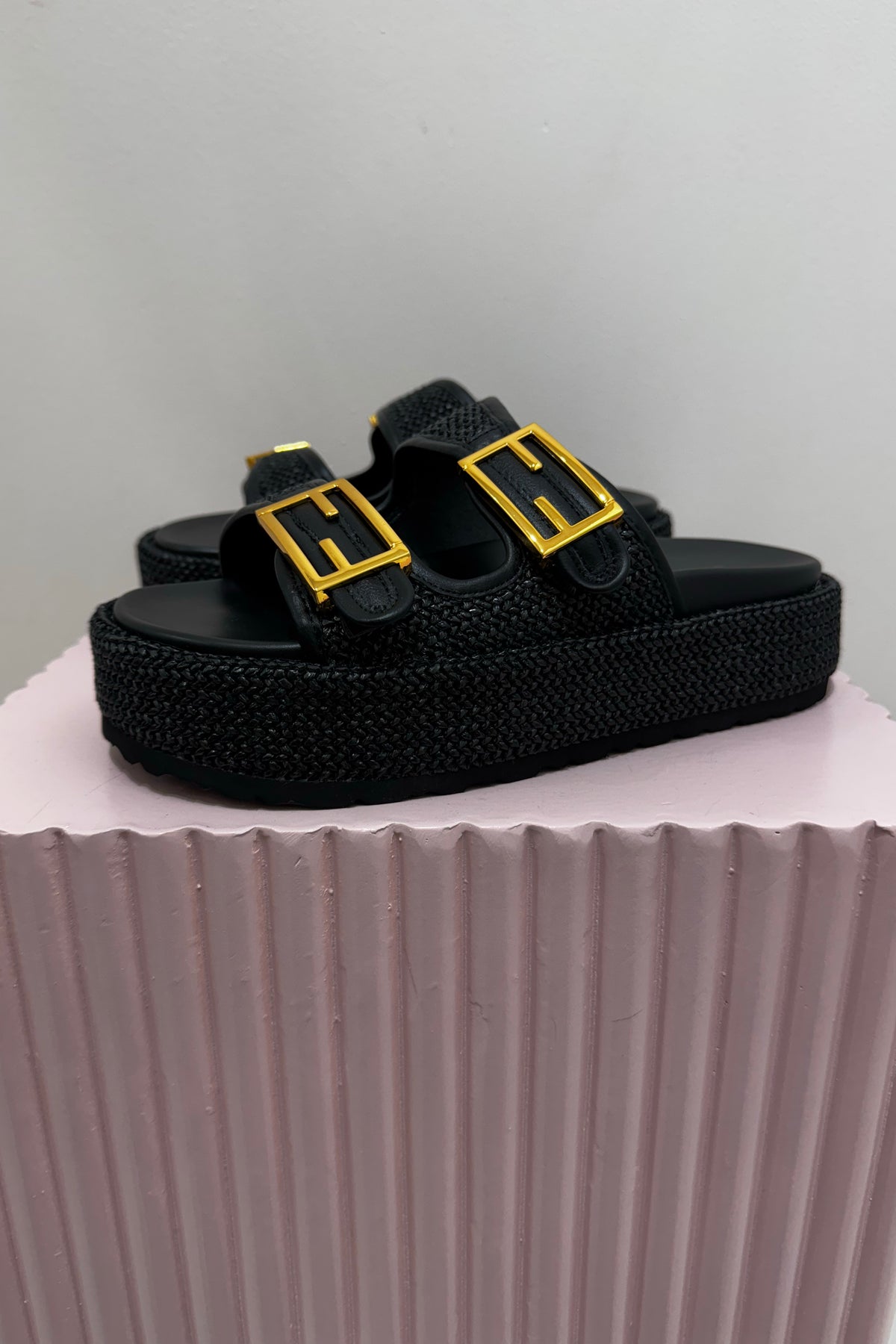 Siren Aphrodite Woven Flatform | Black / Weave