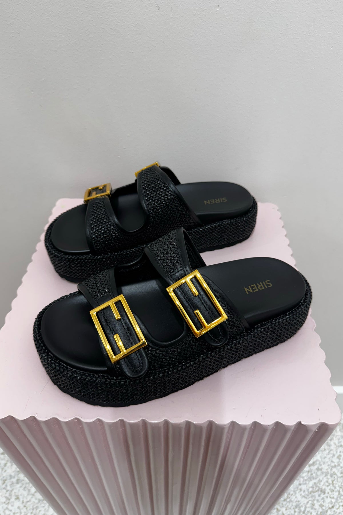 Siren Aphrodite Woven Flatform | Black / Weave