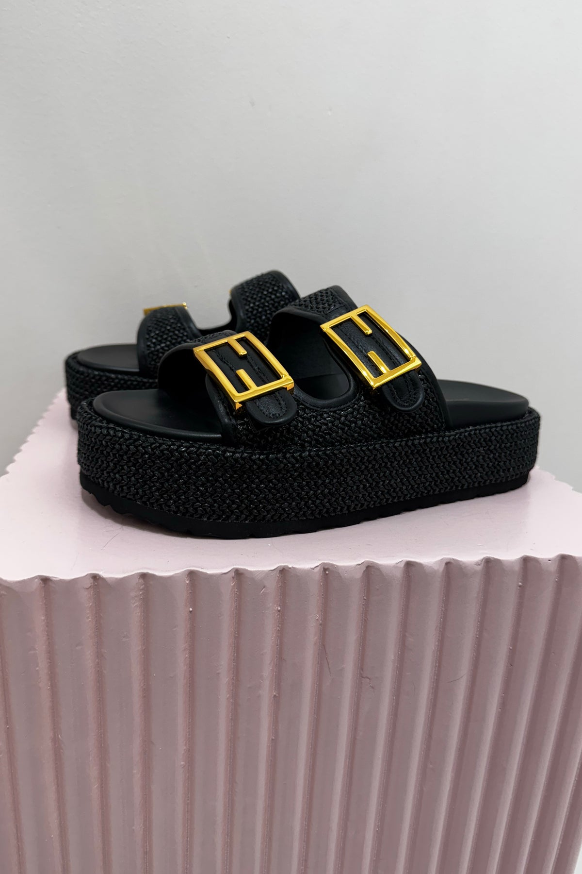 Siren Aphrodite Woven Flatform | Black / Weave