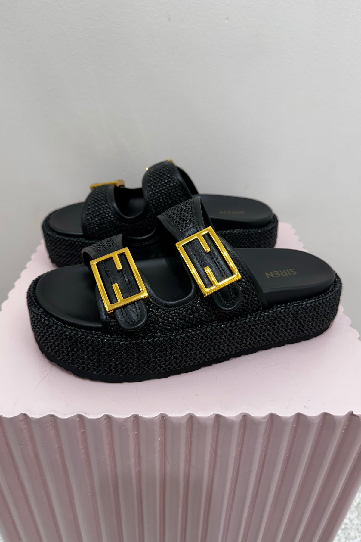Siren Aphrodite Woven Flatform | Black / Weave