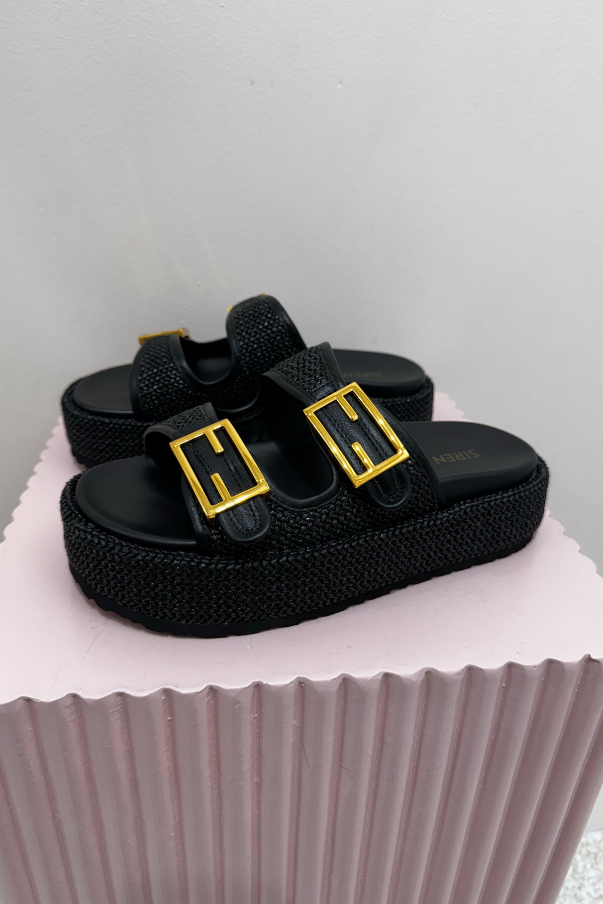Siren Aphrodite Woven Flatform | Black / Weave