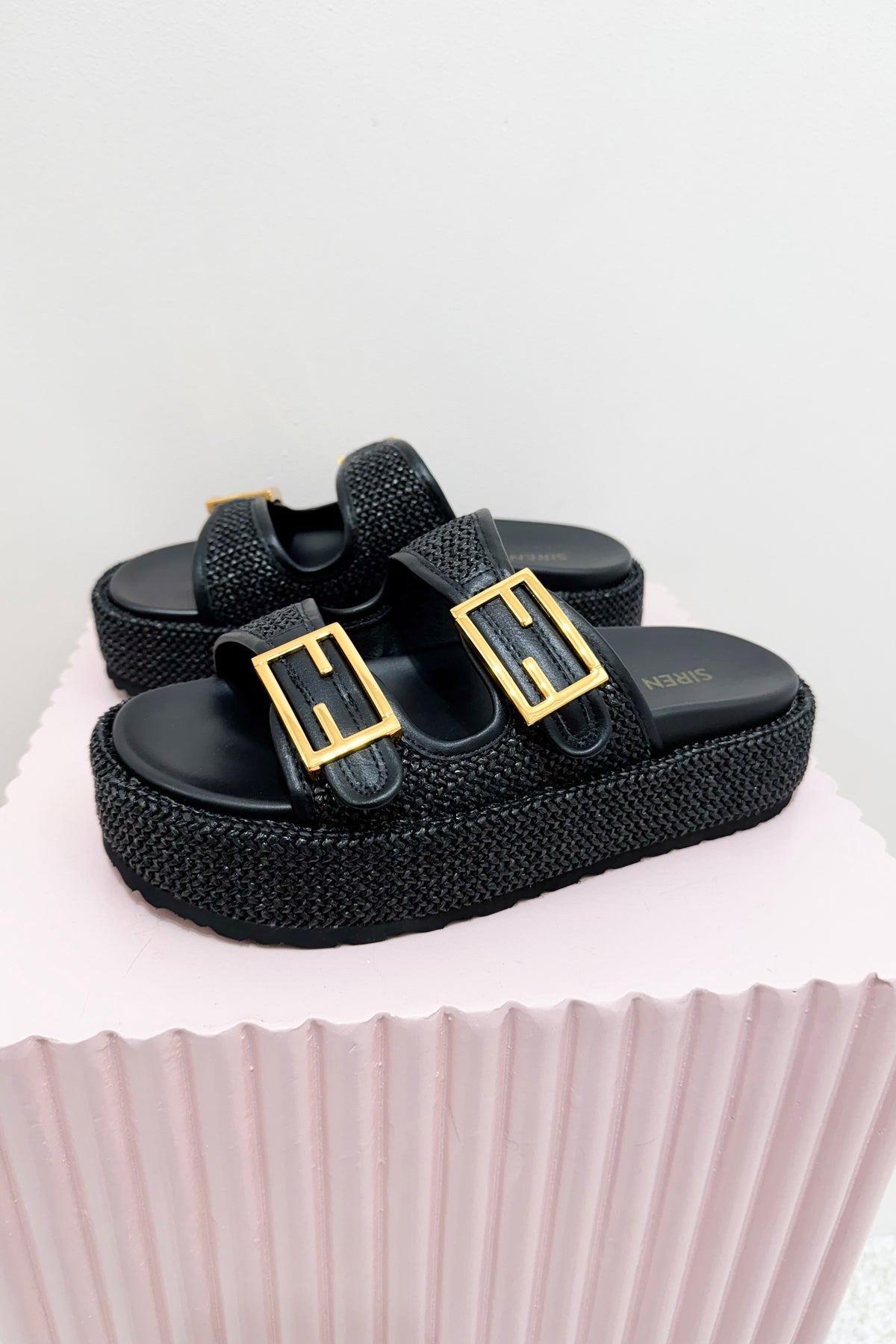 Siren Aphrodite Woven Flatform | Black / Weave