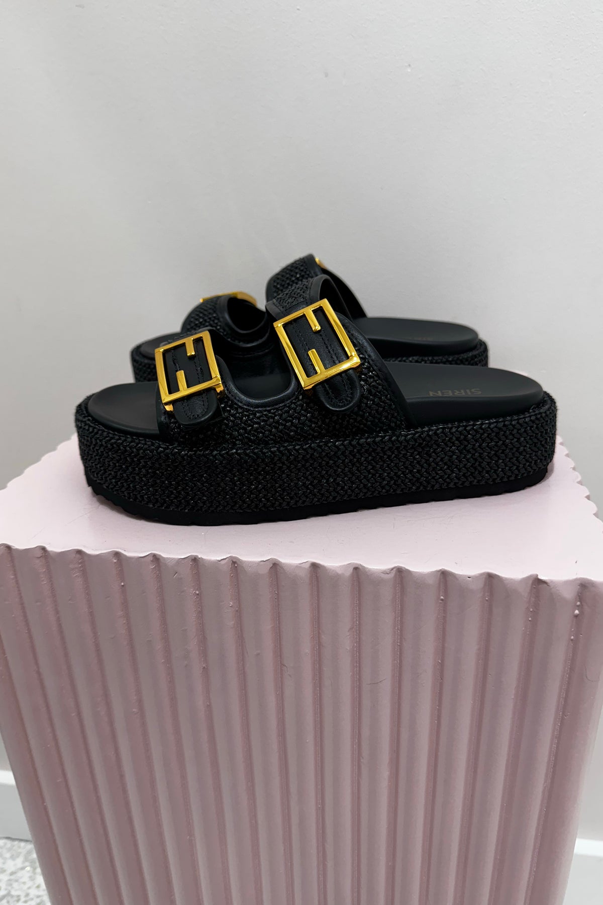 Siren Aphrodite Woven Flatform | Black / Weave