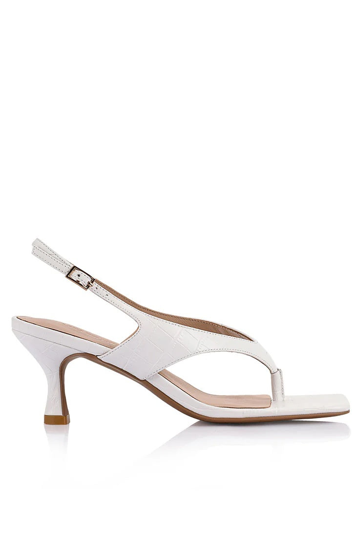 Lana Wilkinson Christina Sandal | White Croc Embossed