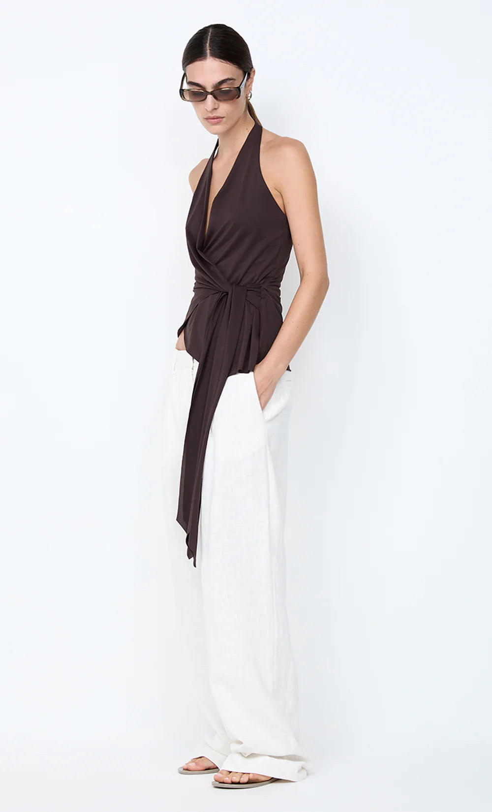 Bec + Bridge Mia Halter Top | Dark Chocolate