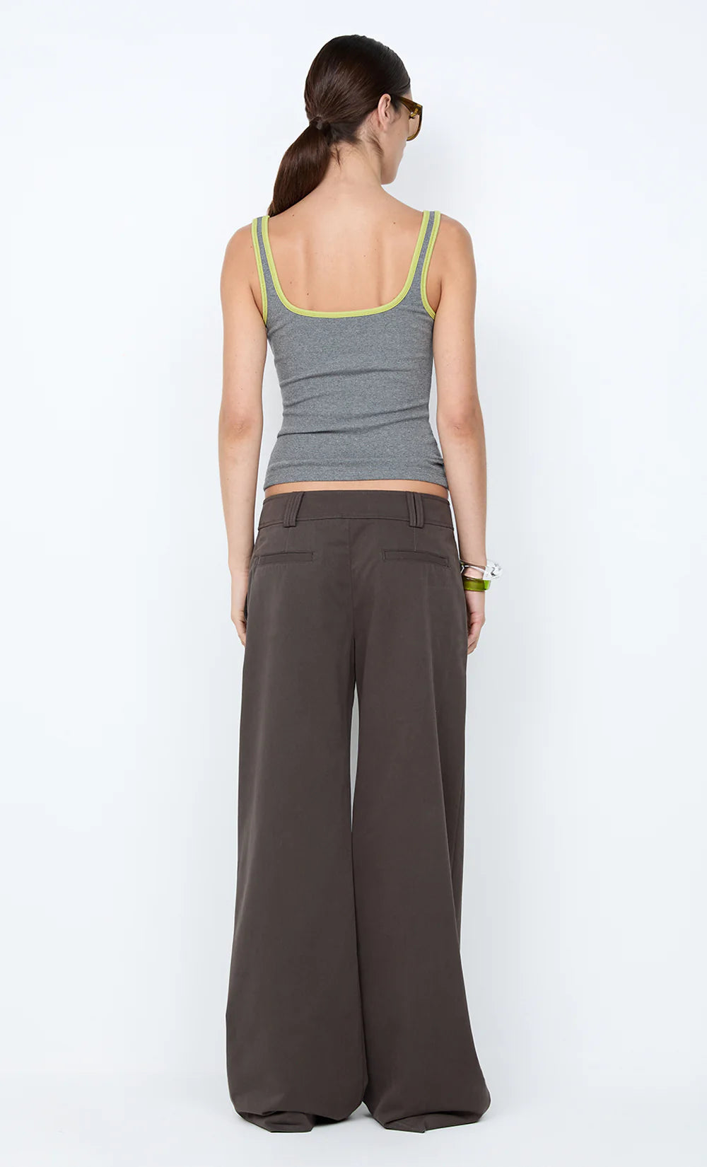Bec + Bridge Lana Square Neck Tank | Grey Marle / Lime