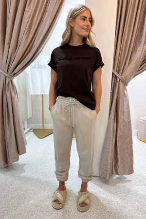 C&M Camilla & Marc Tia Flocking Logo Tee | Bitter Chocolate