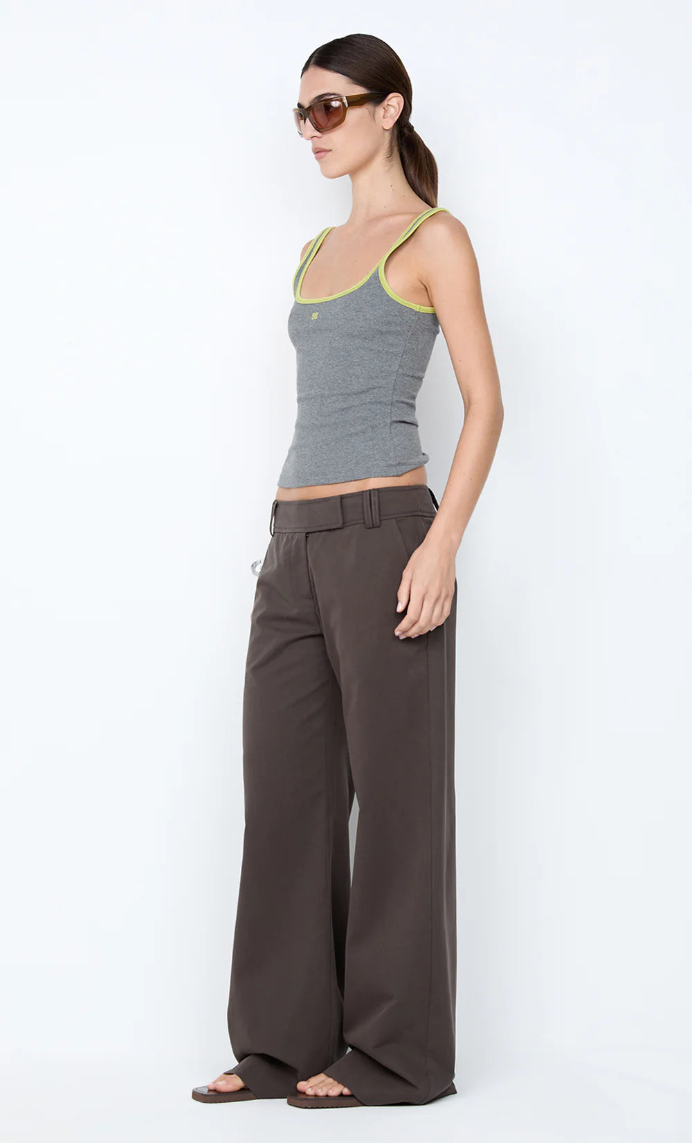 Bec + Bridge Lana Square Neck Tank | Grey Marle / Lime