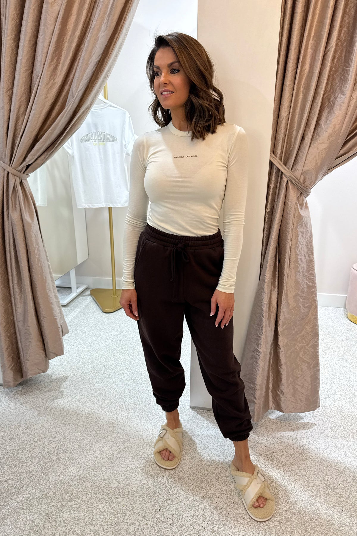C&M Camilla & Marc Tia Logo Track Pant | Bitter Chocolate