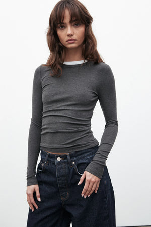 Bayse Brand Nyla Top | Dark Heather Grey