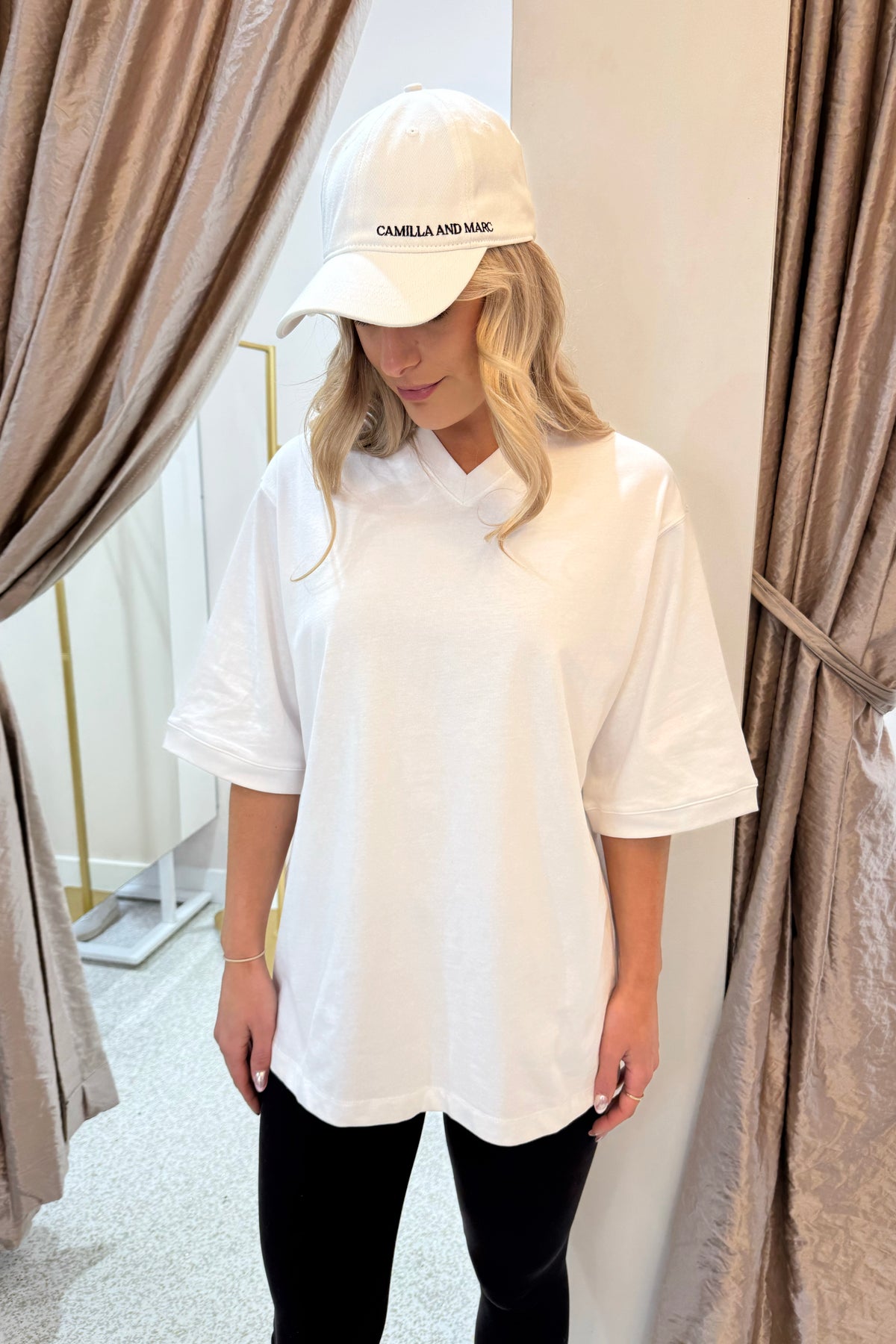 C&M Camilla & Marc Soren V Neck Graphic Tee | Soft White