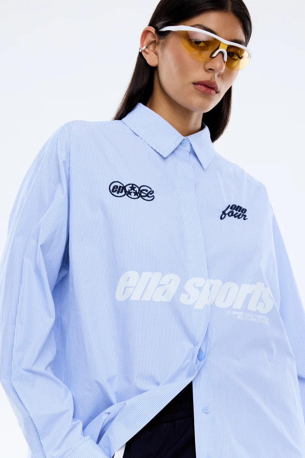 Ena Pelly Sports Shirt | Powder Blue Stripe