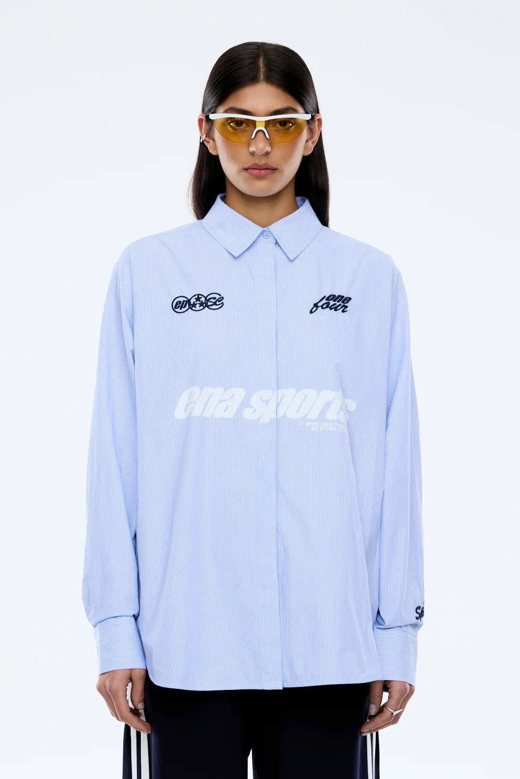 Ena Pelly Sports Shirt | Powder Blue Stripe