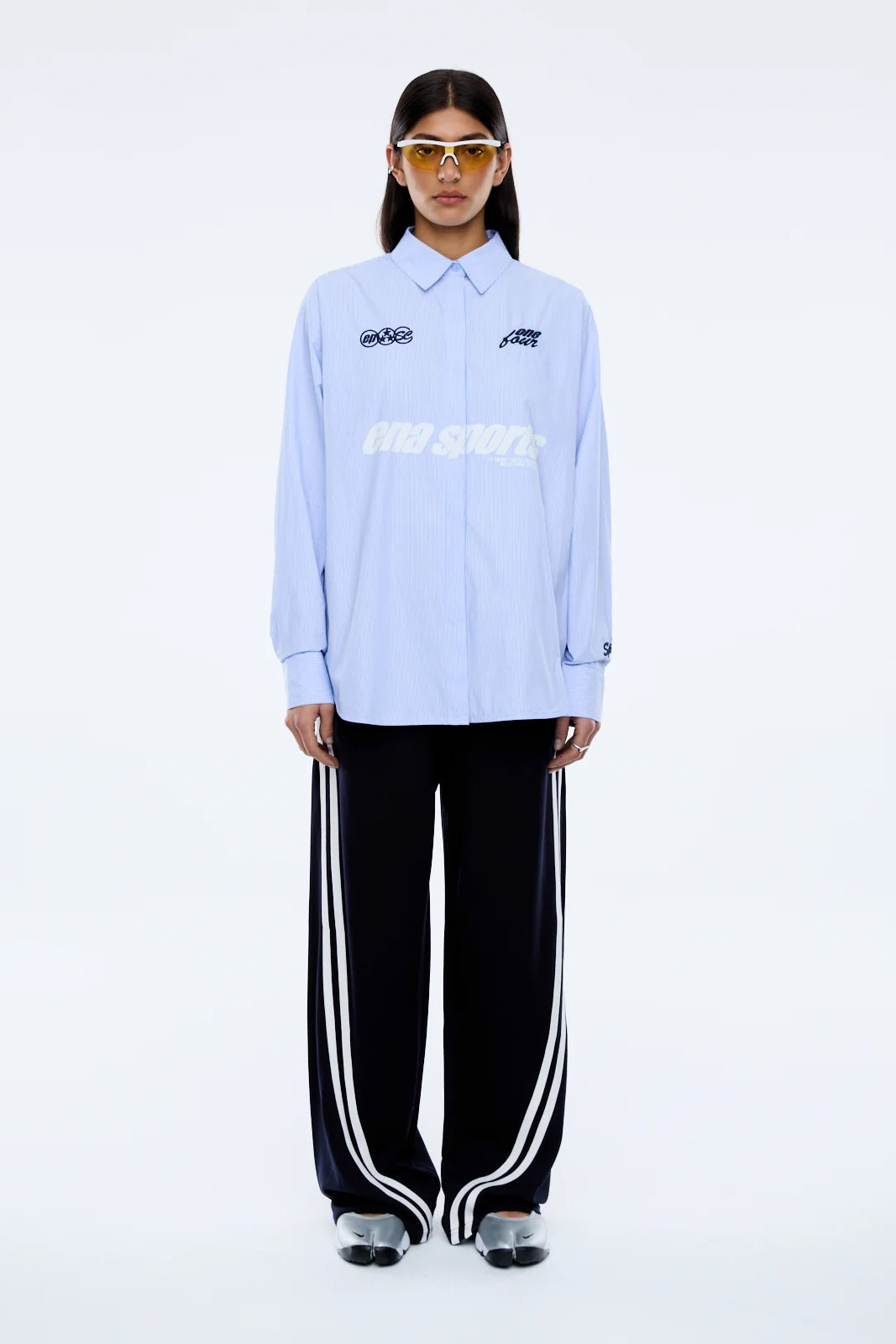 Ena Pelly Sports Shirt | Powder Blue Stripe