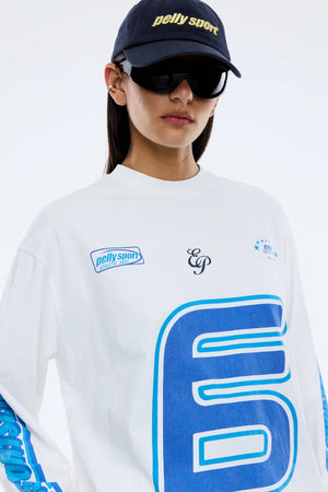 Ena Pelly Sport Jersey Long Sleeve Top | Vintage White