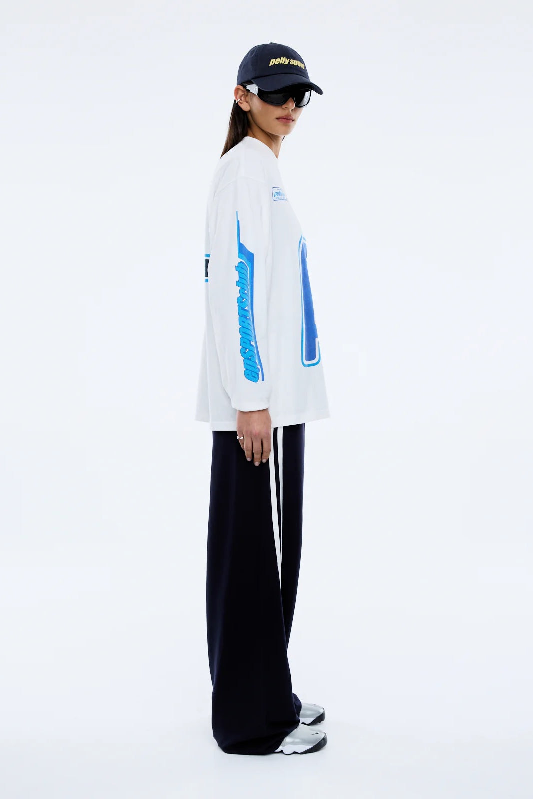 Ena Pelly Sport Jersey Long Sleeve Top | Vintage White