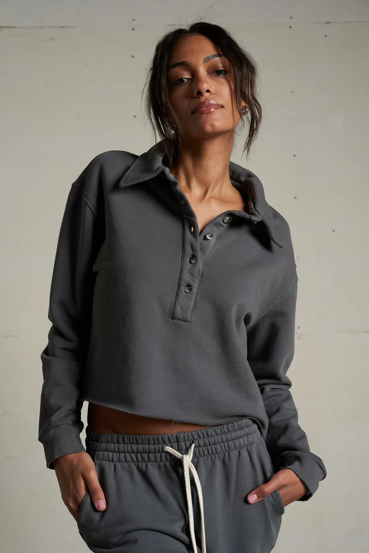 Perfect White Tee Vinny Fleece 3/4 Sleeve Sweatshirt | Silver