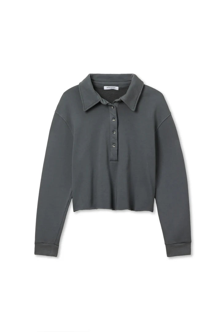 Perfect White Tee Vinny Fleece 3/4 Sleeve Sweatshirt | Silver