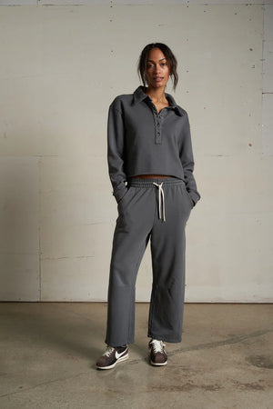 Perfect White Tee Vinny Fleece 3/4 Sleeve Sweatshirt | Silver