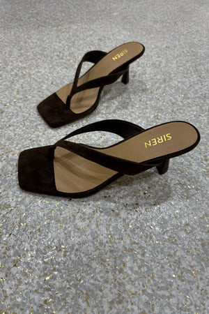 Siren Sardinia Thong Heels | Chocolate Brown Suede