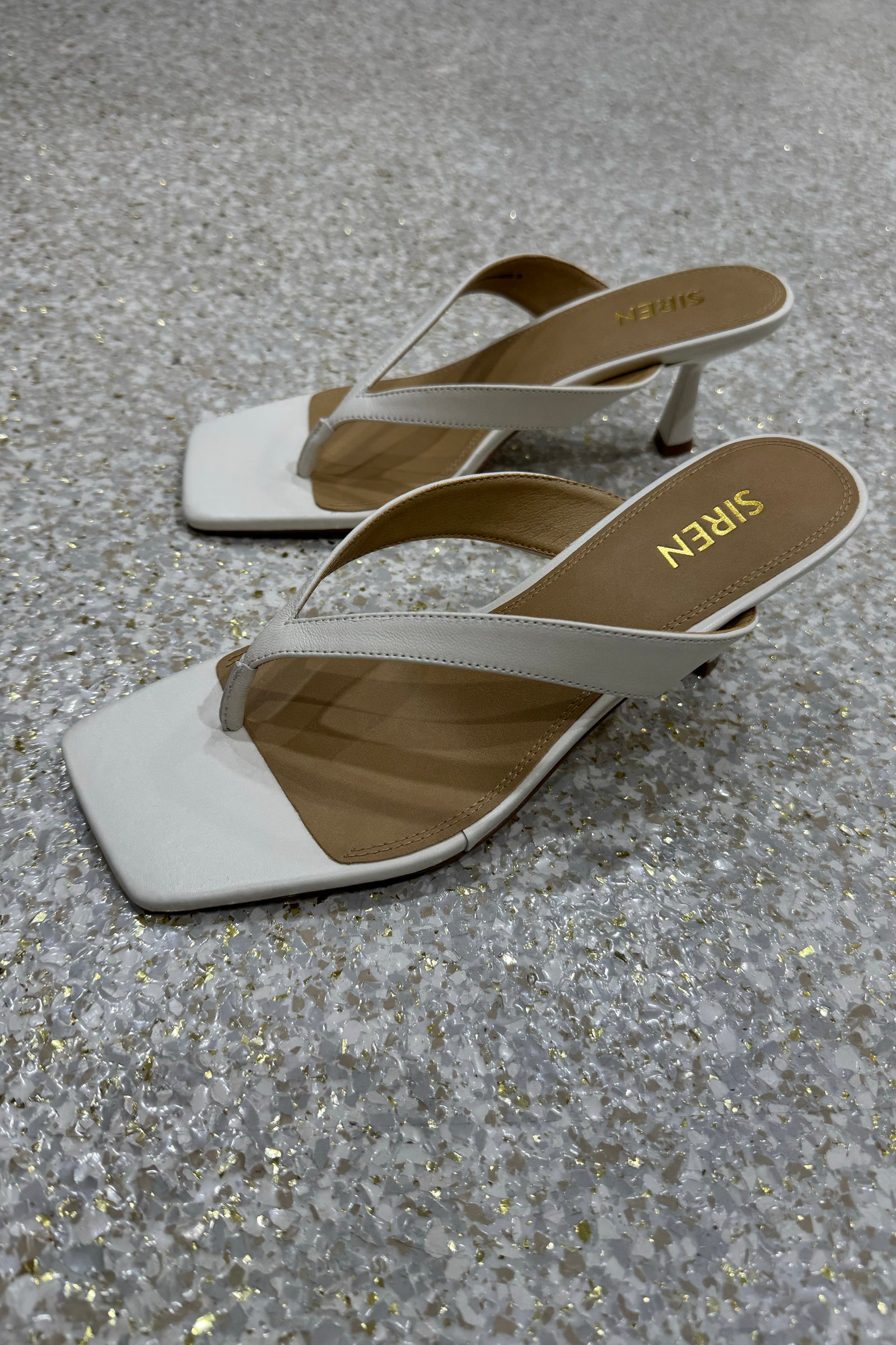 Siren Sardinia Thong Heels | White Leather