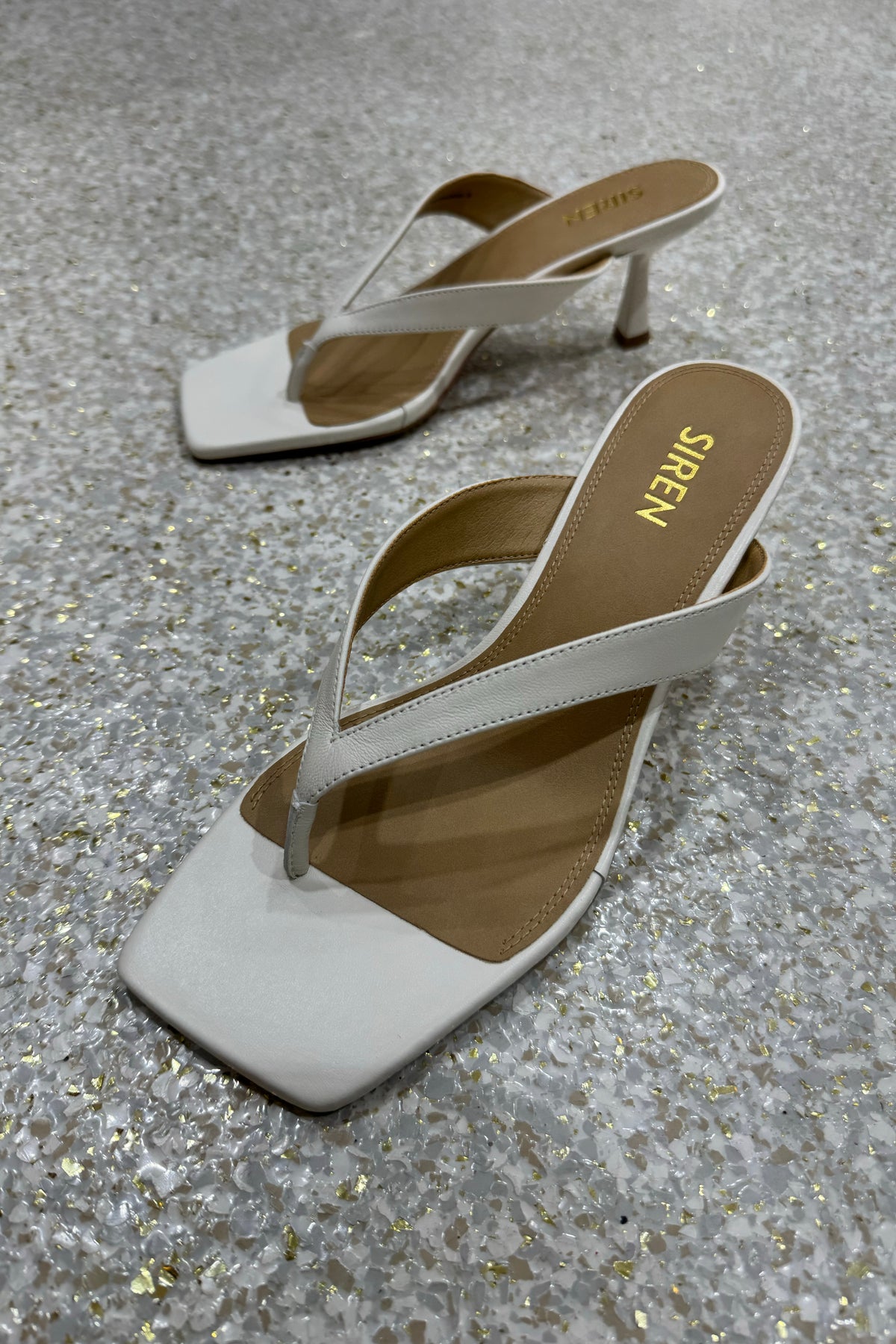 Siren Sardinia Thong Heels | White Leather