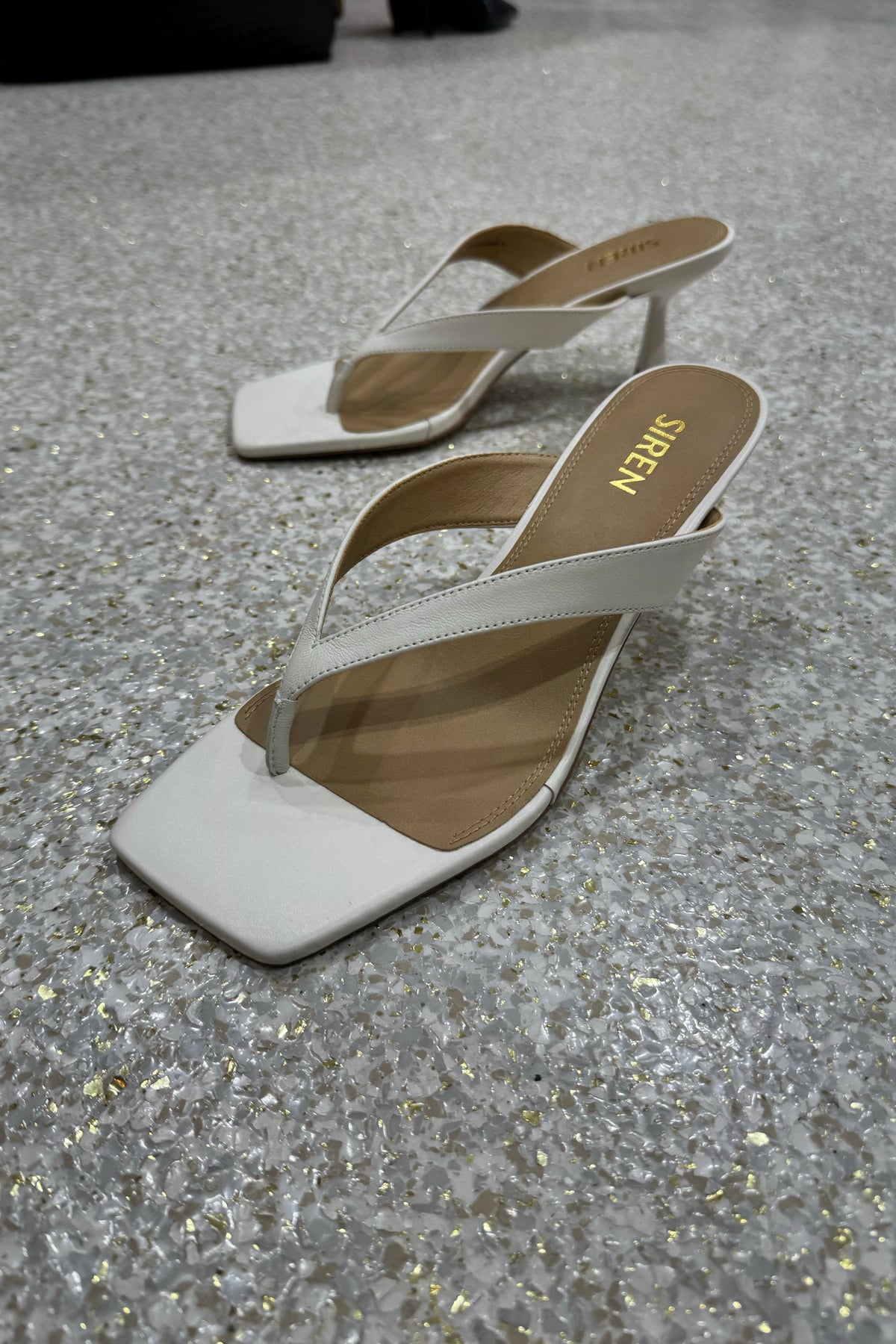 Siren Sardinia Thong Heels | White Leather