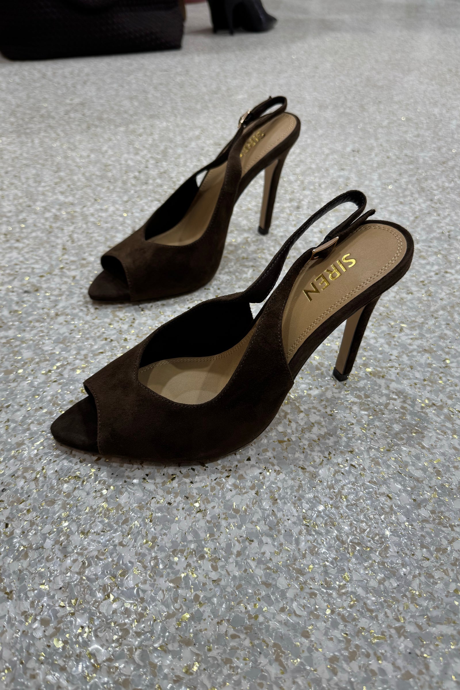 Siren Zola Peep Toe Heels | Chocolate Brown Suede