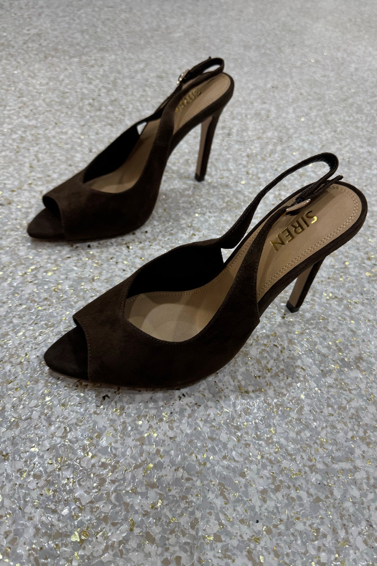 Siren Zola Peep Toe Heels | Chocolate Brown Suede