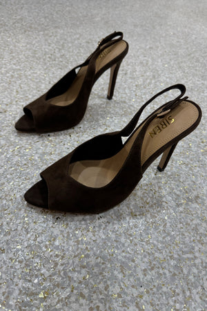 Siren Zola Peep Toe Heels | Chocolate Brown Suede