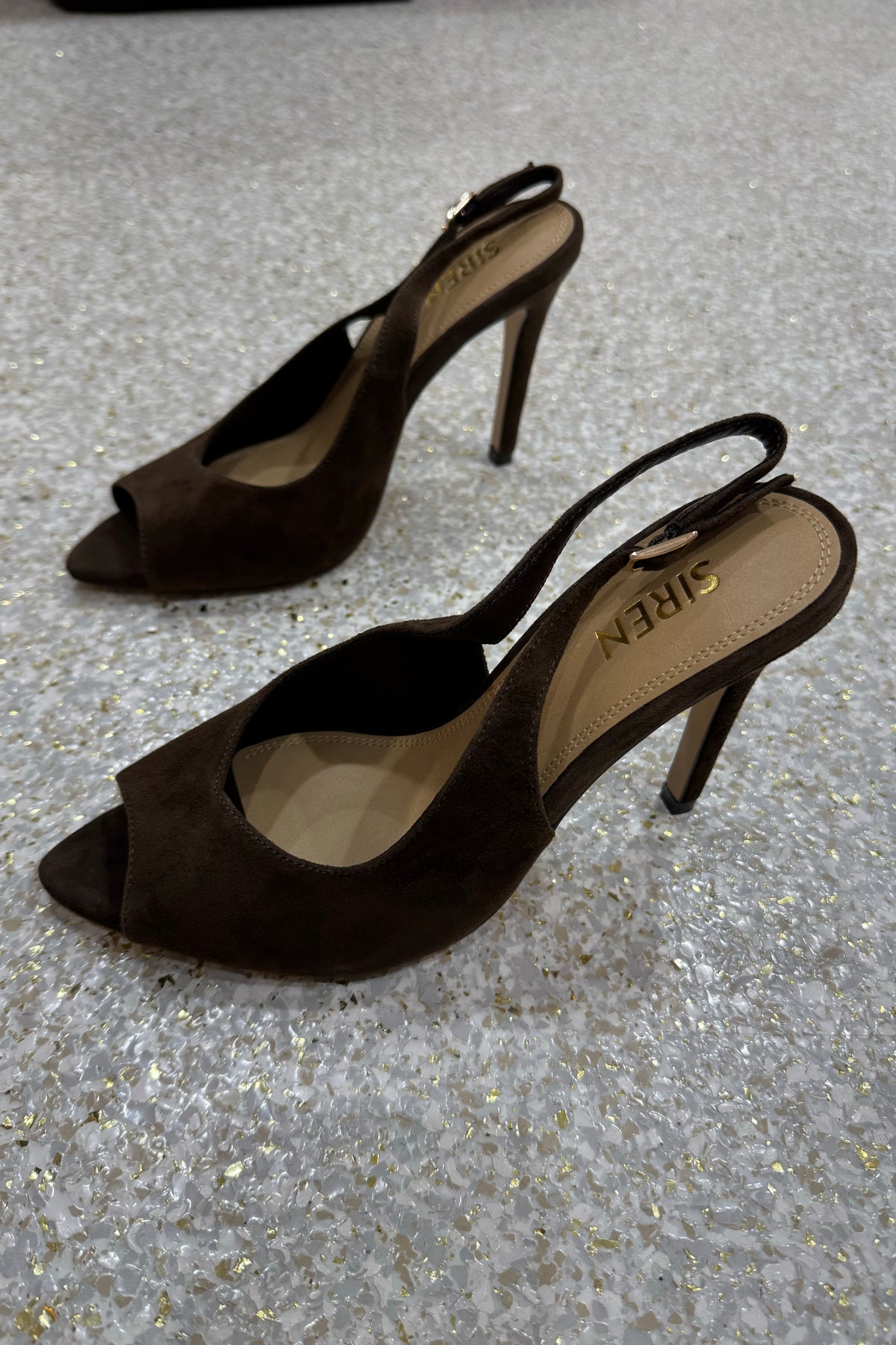 Siren Zola Peep Toe Heels | Chocolate Brown Suede
