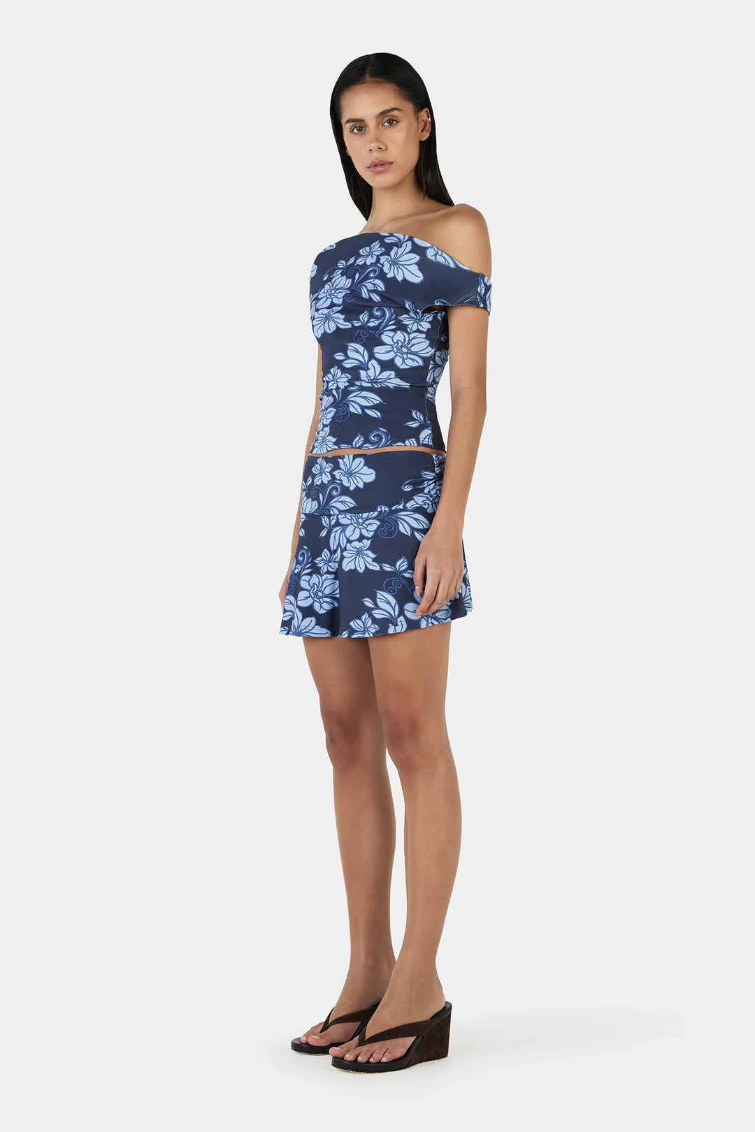 Ownley Adriana Mini Skirt Rolling Waves | Navy