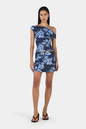 Ownley Adriana Mini Skirt Rolling Waves | Navy