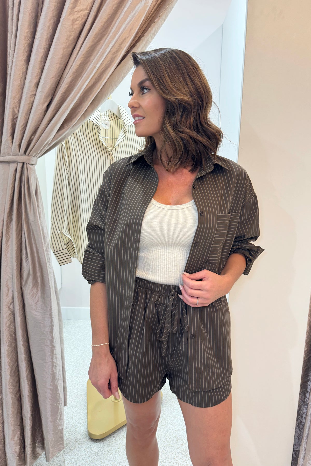 Chosen By Fifi & Annie The Taranto Shirting Set | Chocolate Stripe