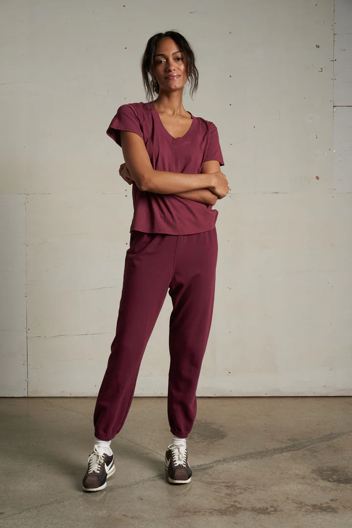 Perfect White Tee Hendrix Basic V Neck Tee | Dark Burgandy