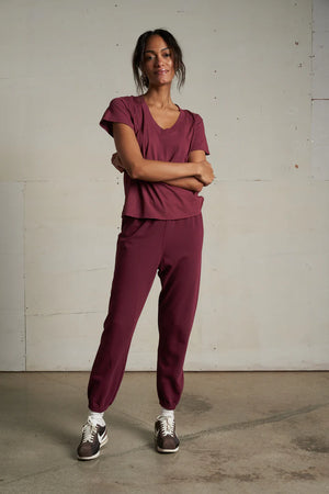 Perfect White Tee Hendrix Basic V Neck Tee | Dark Burgandy