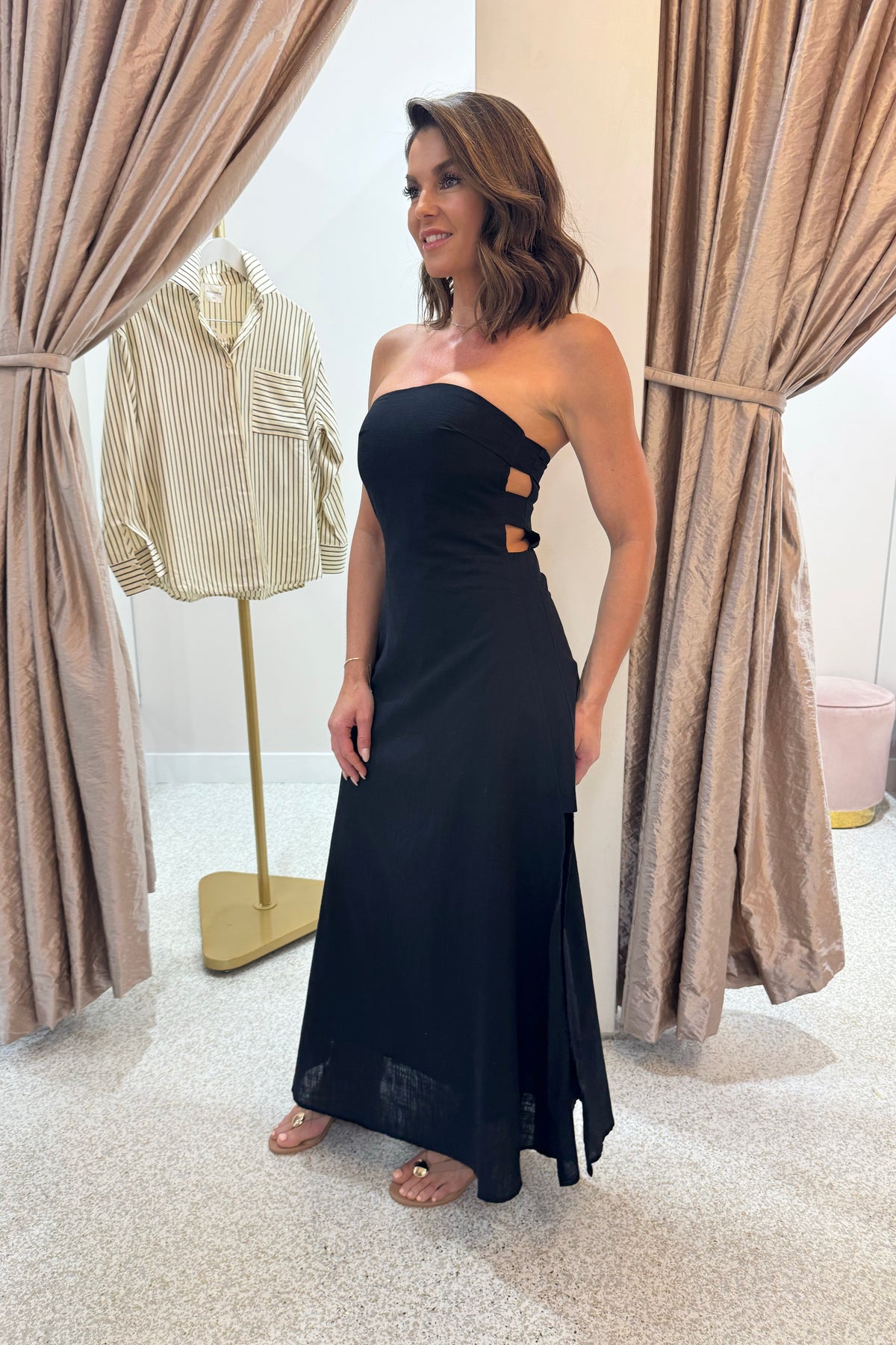 Chosen By Fifi & Annie The Palermo Linen Maxi Dress | Black