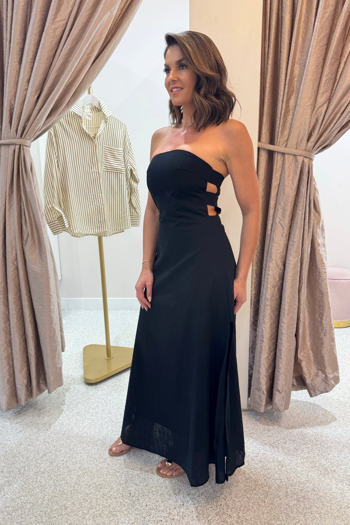 Chosen By Fifi & Annie The Palermo Linen Maxi Dress | Black