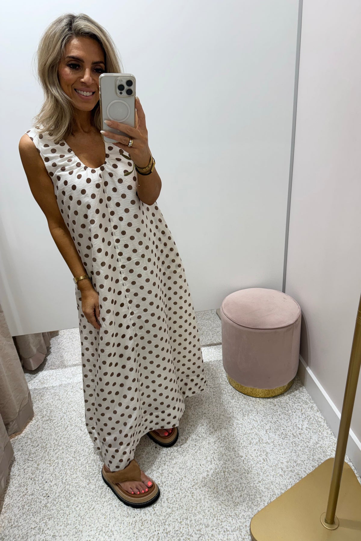 Chosen By Fifi & Annie The Audrey Polka Midi Dress | White Polka