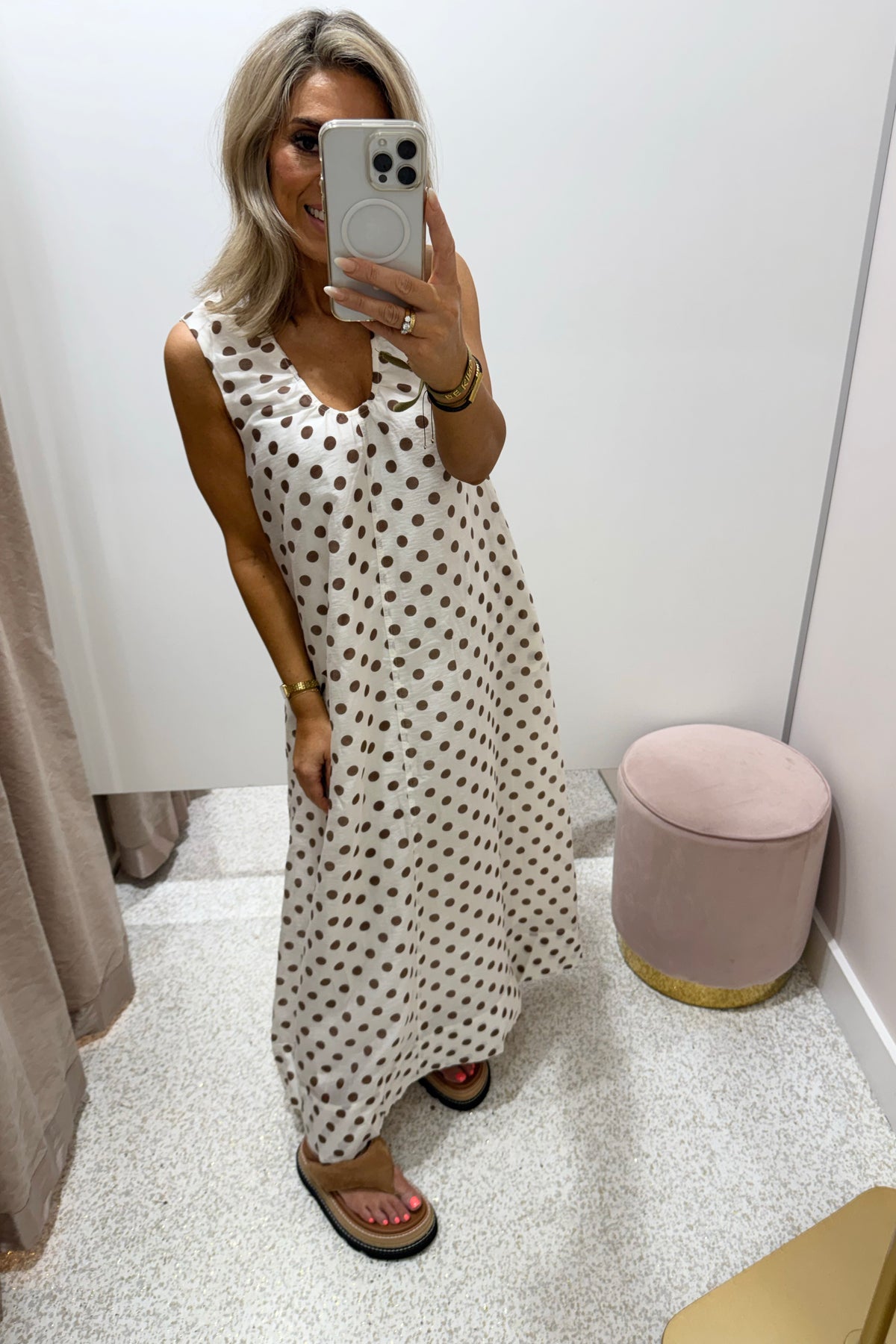 Chosen By Fifi & Annie The Audrey Polka Midi Dress | White Polka