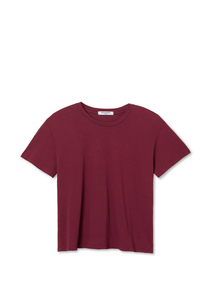Perfect White Tee Harley Boxy Crew Tee | Dark Burgandy