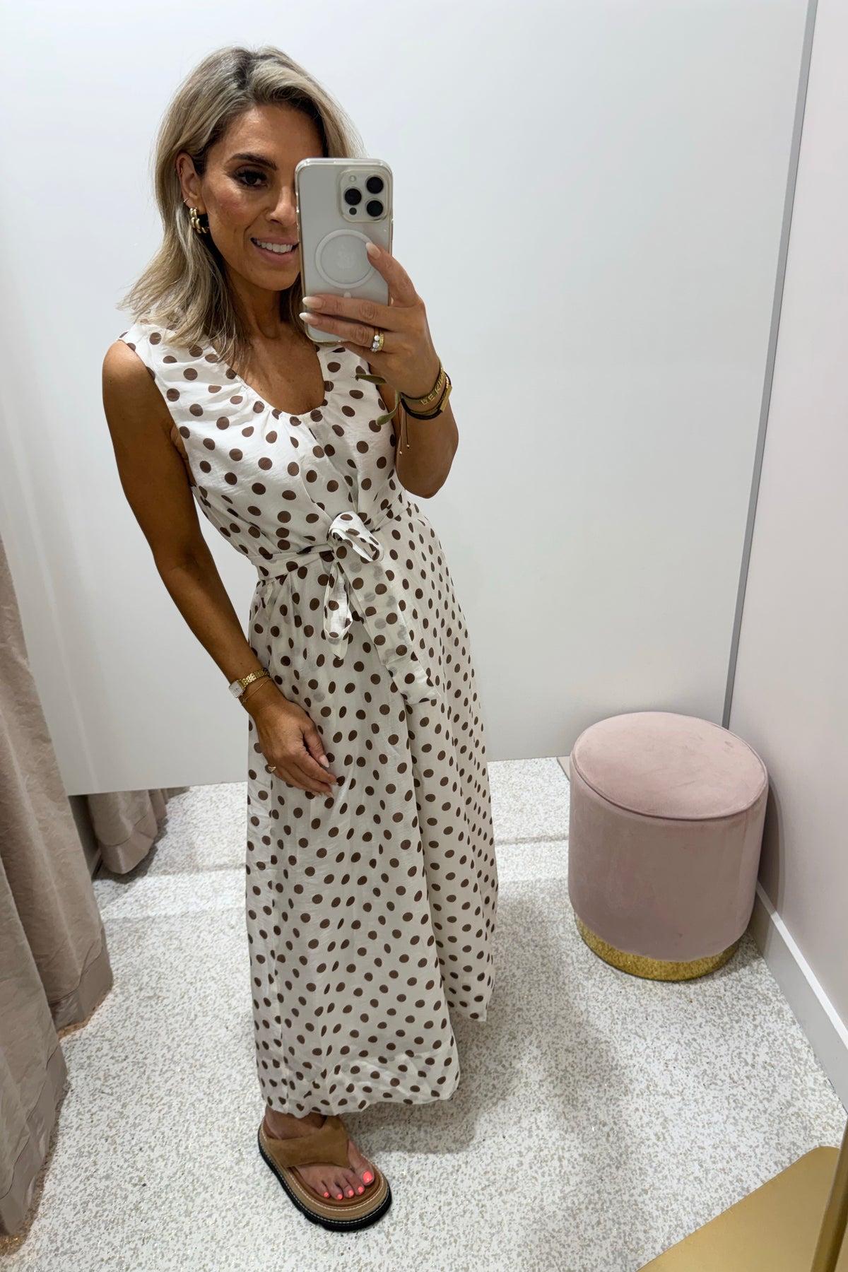 Chosen By Fifi & Annie The Audrey Polka Midi Dress | White Polka