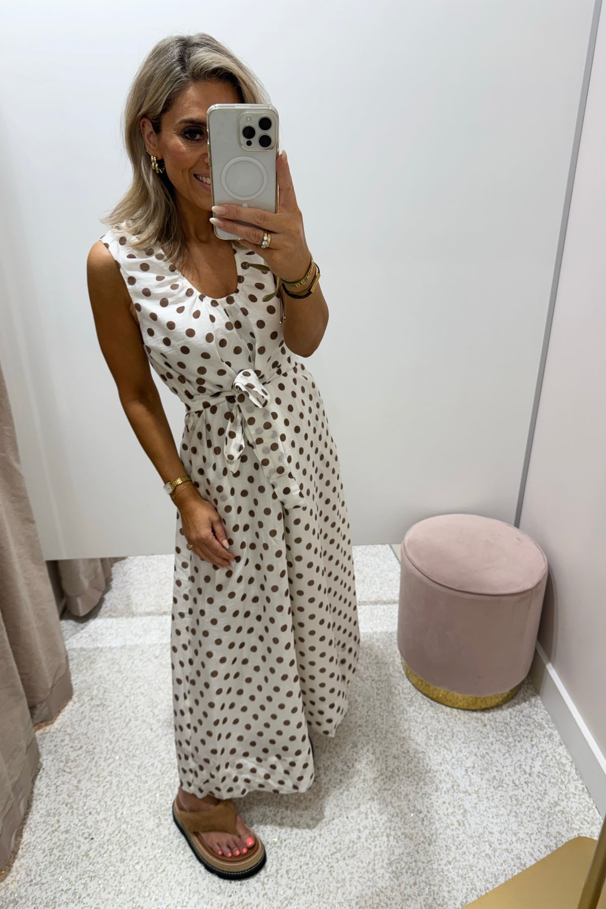 Chosen By Fifi & Annie The Audrey Polka Midi Dress | White Polka